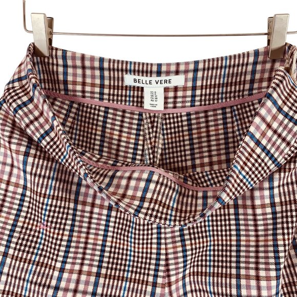 Belle Vere pull on Plaid High Rise Wide Leg Cropped Flat Front pants size 8 - Picture 5 of 16